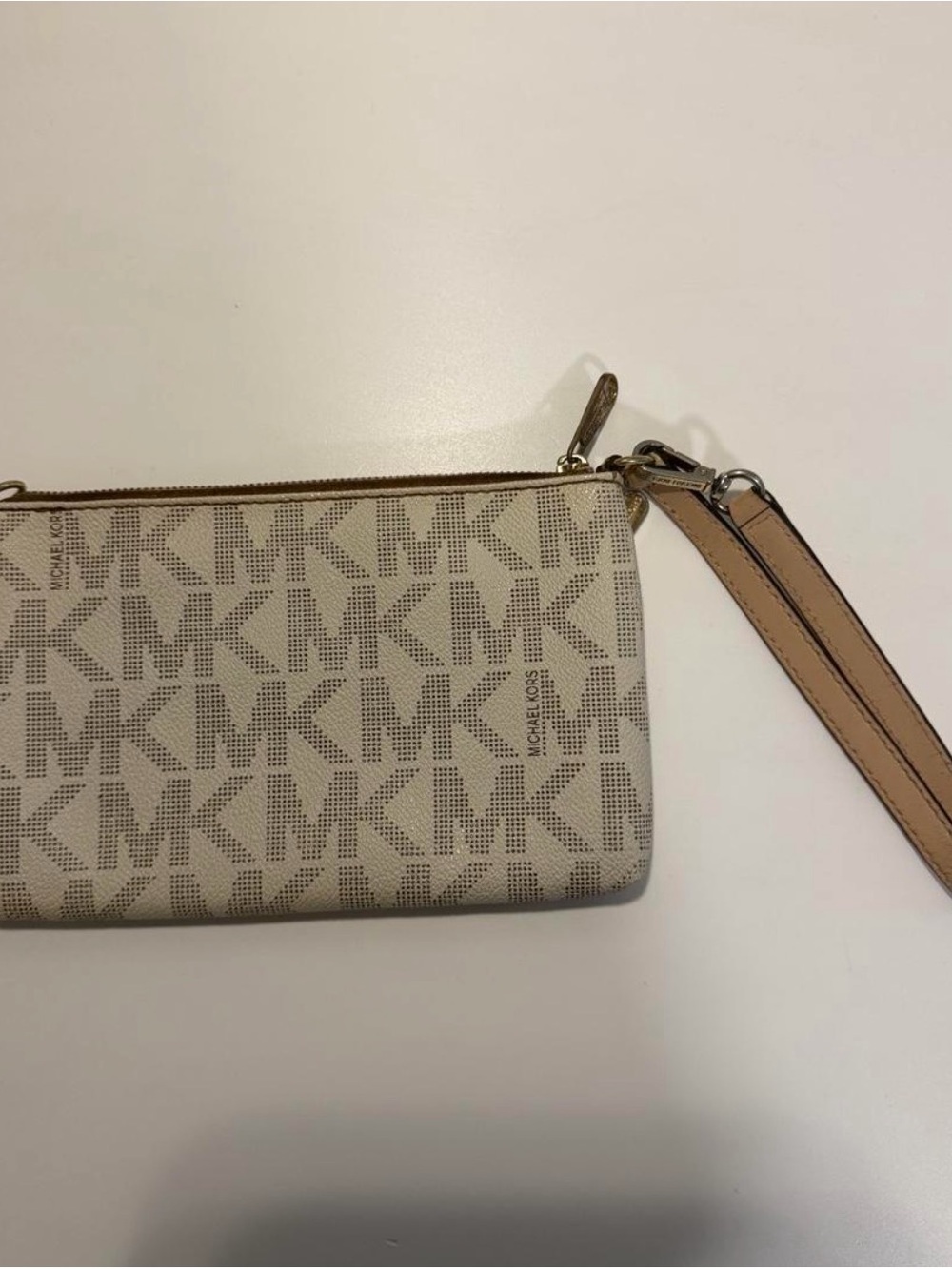 Michael Kors Beige Logo Wristlet Clutch